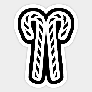 White Line Two Christmas Candy Canes Sticker